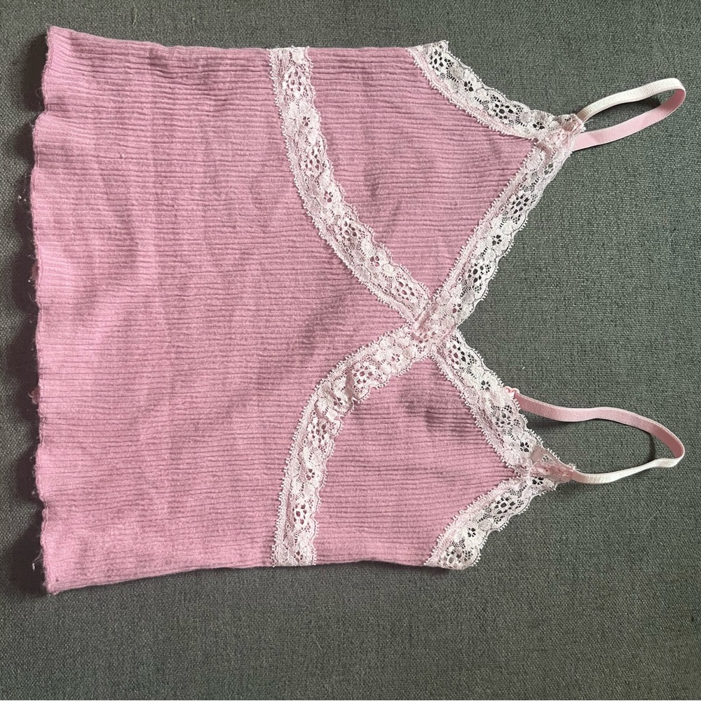 Pink lace tank top